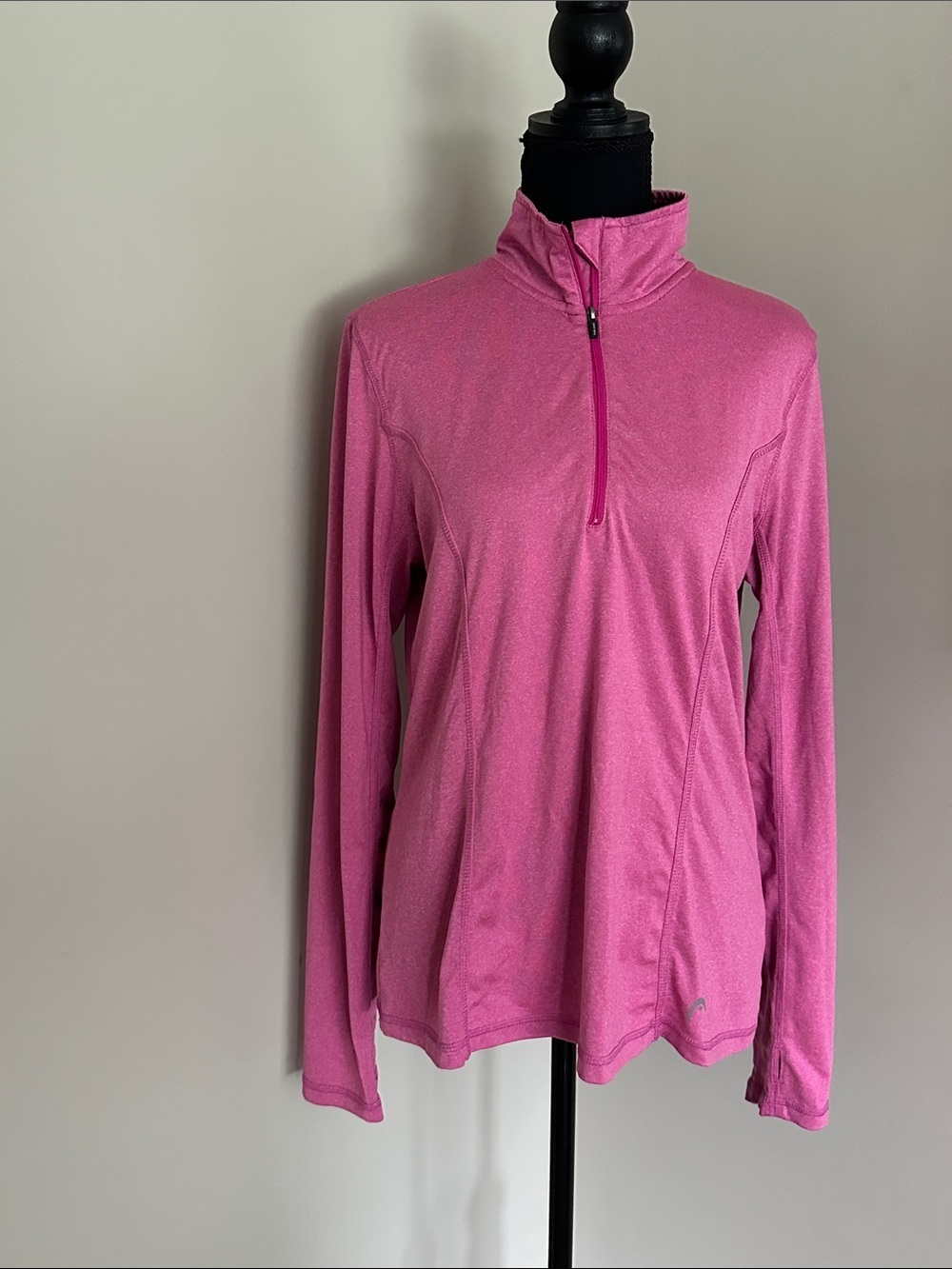 *HEAD* Pink Lightweight Quarter-Zip Long Sleeve Pullover Sweater Size Large